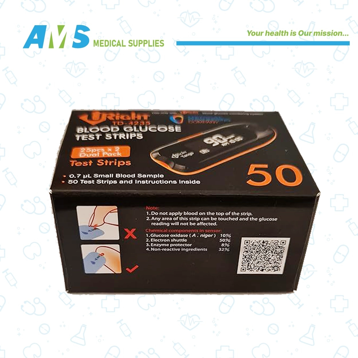 شرائط اختبار الجلوكوز فى الدم 50 شريط TD-4235