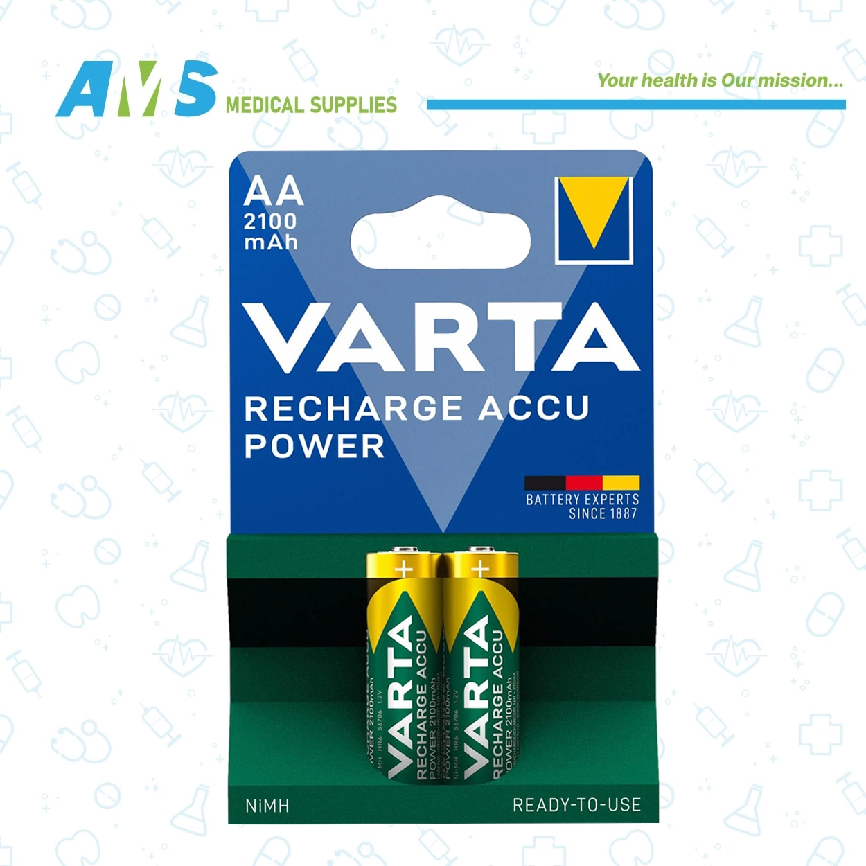 فارتا بطاريات قابلة لاعادة الشحن AA 2100mAh